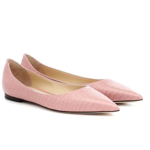 NEW ๐ JIMMY CHOO Croc Embossed Pointed Toe Flats - Picture 3 of 13
